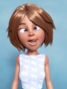 3D rendering of a cartoon woman doing a silly face