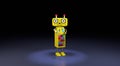 3D rendering. Cartoon yellow robot with colorful buttons isolated on dark background.