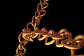 3D rendering of chains of golden hearts