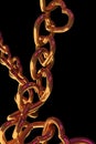 3D rendering of chains of golden hearts