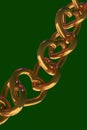 3D rendering of chains of golden hearts