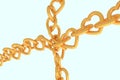 3D rendering of chains of golden hearts