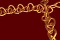 3D rendering of chains of golden hearts