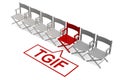 3D rendering of chair alignment with weekdays and the highlighted Friday with red color