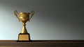 3d rendering champion golden trophy placed on table