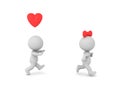 3D Rendering of chasing love concept Royalty Free Stock Photo
