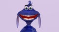 3D rendering. Cheerful hairy cartoon character, monster, isolated on purple background.