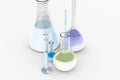 3d rendering, Chemical vessels in the laboratory Royalty Free Stock Photo