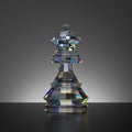 3d rendering, chess game, isolated crystal queen piece, glass object, abstract modern minimal design.