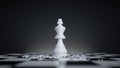 3d rendering, chess game white king stands alone on the chessboard. Aftermath metaphor, powerful leader concept Royalty Free Stock Photo