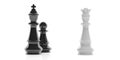 3d rendering chess king, queen and pawn on white background Royalty Free Stock Photo