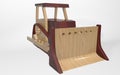 3D rendering children`s toy, a large tractor bulldozer