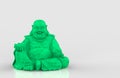 3d rendering. Chinese green Jewel happy smiling monk Buddha statue on gray background