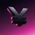 3d rendering chinese yuan icon glossy surface on dark pink background Royalty Free Stock Photo