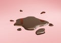 3D Rendering of chocolate melted on pink background for commercial design