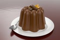 3d rendering - Chocolate Pudding on plate with spoon, high quality details