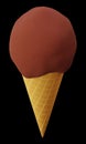 3d rendering of cholocate ice cream cone isolated. Royalty Free Stock Photo