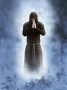 3D rendering of a christian monk praying. Royalty Free Stock Photo