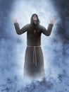 3D rendering of a christian monk worshipping. Royalty Free Stock Photo