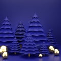 3D rendering christmas ball and christmas tree on blue background