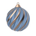 Christmas blue gold ball isolated on a white background.