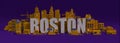 3d rendering city with buildings, boston lettering name