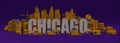 3d rendering city with buildings, chicago lettering name