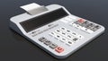 Classic calculator with a digital display and also have a paper tape roll for printing Royalty Free Stock Photo