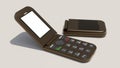 3D rendering of a classic flip phone Royalty Free Stock Photo