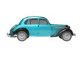 3D rendering classic retro car blue on white background no shadow Royalty Free Stock Photo