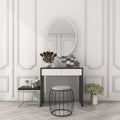 3d rendering classic white room with make up table Royalty Free Stock Photo