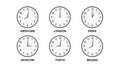 3d rendering. classical World time zone clocks on white  background Royalty Free Stock Photo