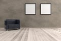 3d rendering from a clean living room with a chair on the floor Royalty Free Stock Photo