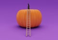 3d rendering of climb Halloween pumpkin with ladder, minimal Halloween background design element