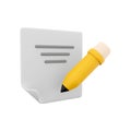 3d rendering clipboard and pencil icon. 3d render writing text with pencil on clipboard icon. Clipboard and pencil.