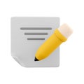 3d rendering clipboard and pencil icon. 3d render writing text with pencil on clipboard icon. Clipboard and pencil.