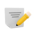 3d rendering clipboard and pencil icon. 3d render writing text with pencil on clipboard icon. Clipboard and pencil.