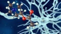 The Acetylcholine molecule with neuron or nerve cell. Royalty Free Stock Photo