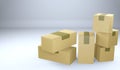 3D rendering closed delivery boxes stack, 3d render illustration