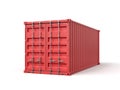 3d rendering of closed red shipping container isolated on white background Royalty Free Stock Photo