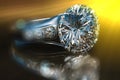 3d rendering of closeup diamond ring with yellow ray light and b Royalty Free Stock Photo