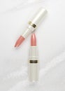 3D rendering closeup lipstick on white marble background