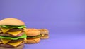 3D rendering closeup multiple size of hamburger