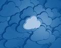3d rendering cloud computing icon background toned in trendy Classic Blue color of the Year 2020