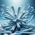 A 3D rendering of a cluster of bacteria, showcasing the microscopic world of microorganisms.