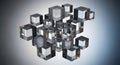 3D Rendering of Shiny Metal Cubes Royalty Free Stock Photo