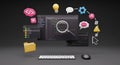3D Rendering of Coding Environment with Icons and Tools Royalty Free Stock Photo