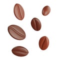 3D rendering coffee beans on white background