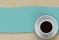 3D rendering coffee cup with blue fabric