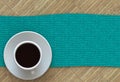 3D rendering coffee cup with blue fabric